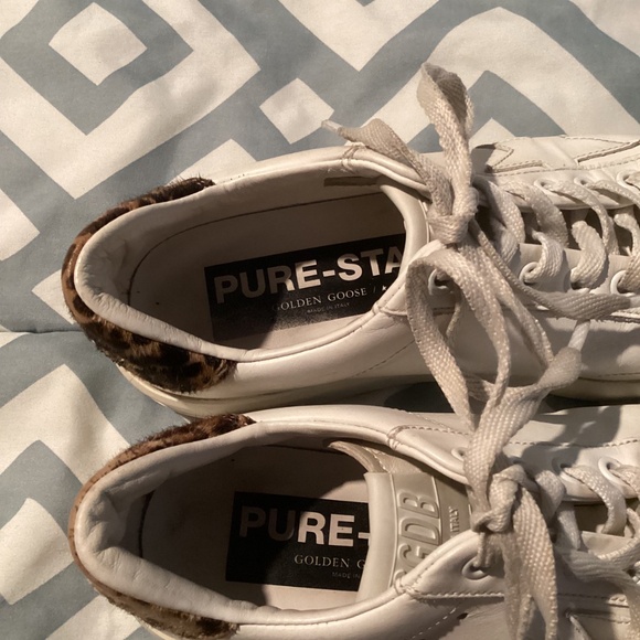 Women’s Golden Goose PureSTAR Leather Trainers with Leopard Print Heel - 36 EU - Picture 4 of 7